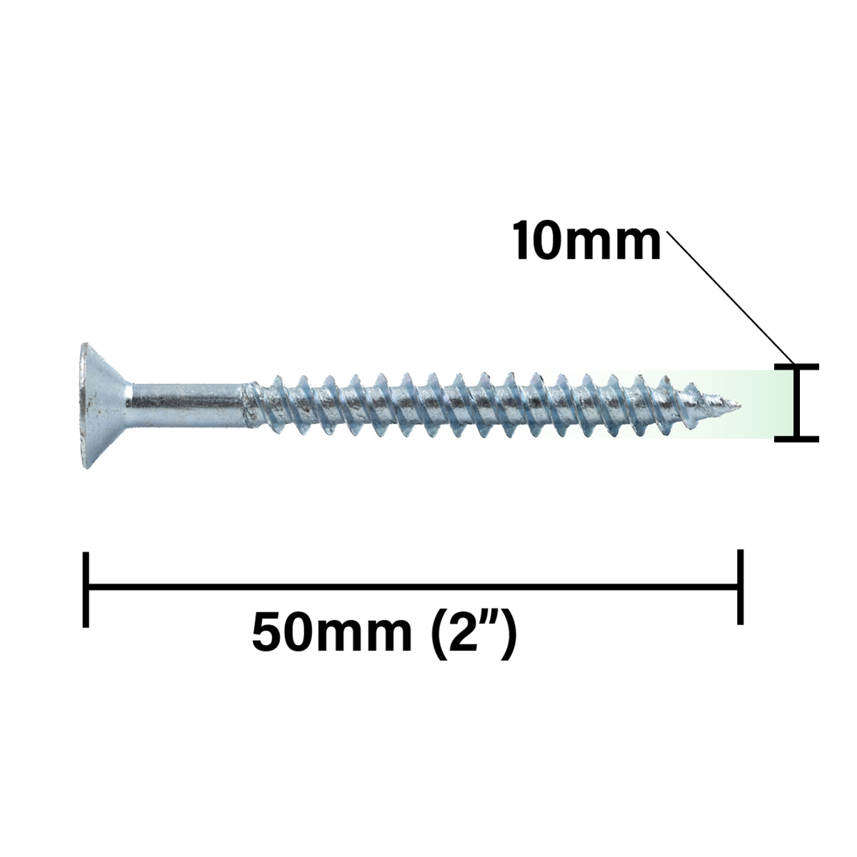 Rikä TWSR032 Woodscrew Twin-Thread CSK BZP 10 x 2in 200pk